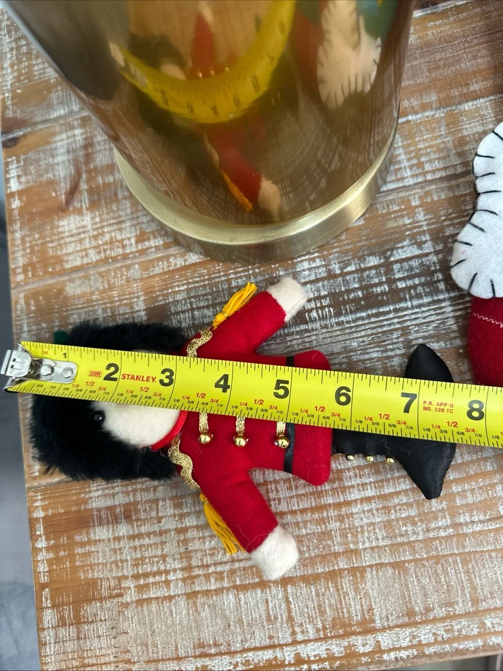 Vintage Felt Christmas Stocking Santa Teddy Fireplace & Nutcracker Soldier 19”